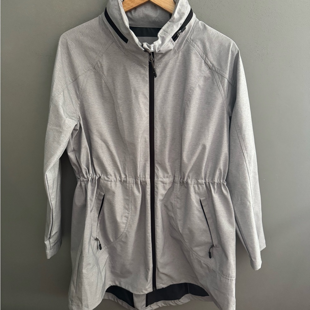 32 Degrees Light Gray Women's Hooded Jacket with Black Trim